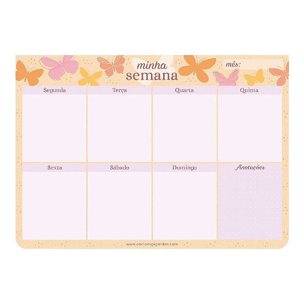 Planner Semanal Bloco Week Voar Cartões Gigantes