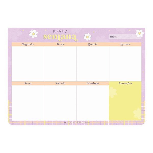 Planner Semanal Bloco Week Primavera Cartões Gigantes