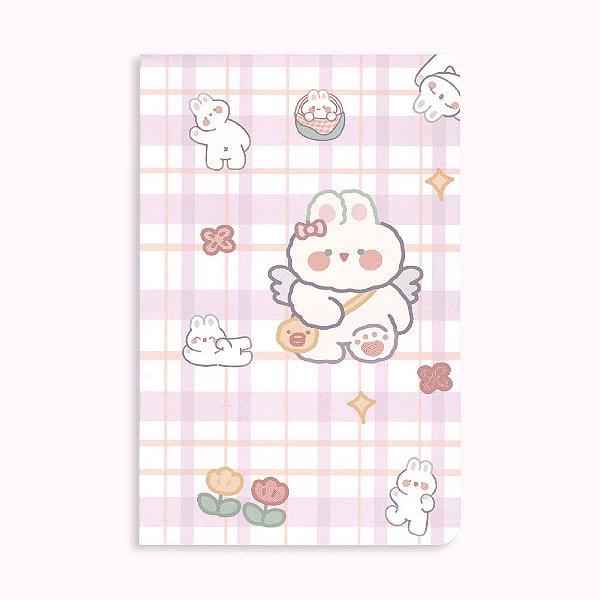 Caderno Brochura Pautado A5 Coelho Anjinho Lilás