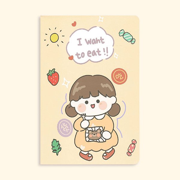 Caderno Brochura Pautado A5 I Want To Eat! Amarelo