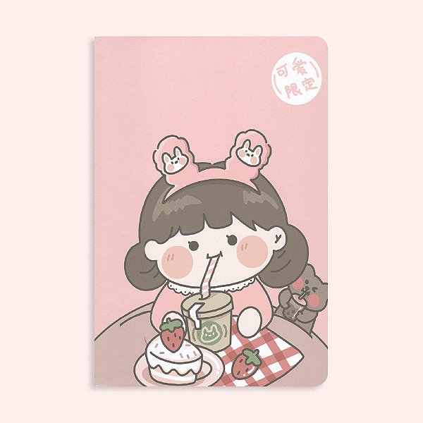 Caderno Brochura Pautado A5 Menina Pobá Rosa