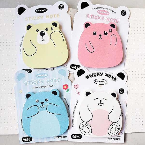 Bloco de Notas Autoadesivo Sticky Notes 9695 - Ursinhos Coloridos