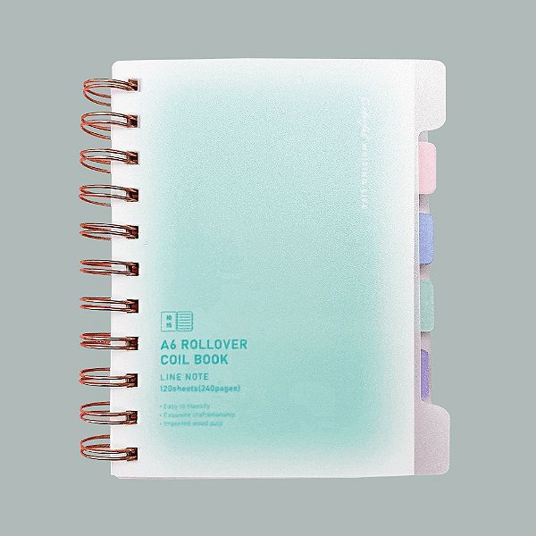 Caderno Espiral Pautado A6 Com Divisórias Capa Transparente Verde