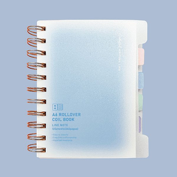 Caderno Espiral Pautado A6 Com Divisórias Capa Transparente Azul