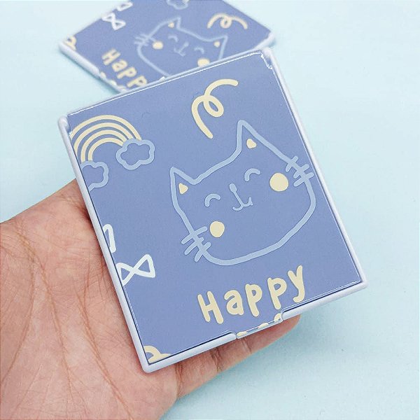 Espelho de Bolso Quadrado Dobrável Gatinho