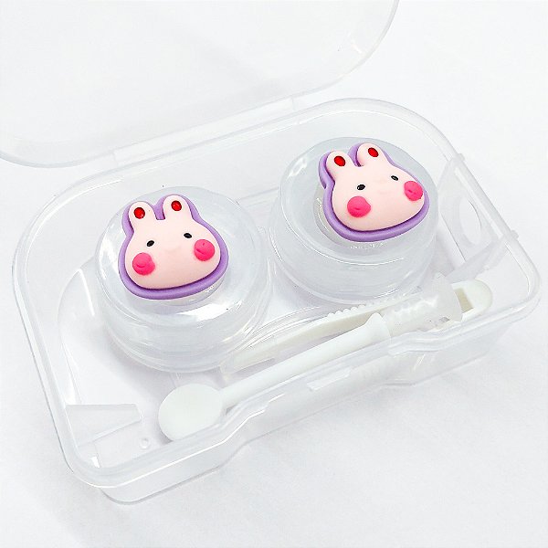 Kit Porta Lentes de Contato Com Pinça e Ventosa Coelhinho