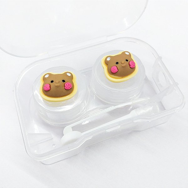 Kit Porta Lentes de Contato Com Pinça e Ventosa Ursinho