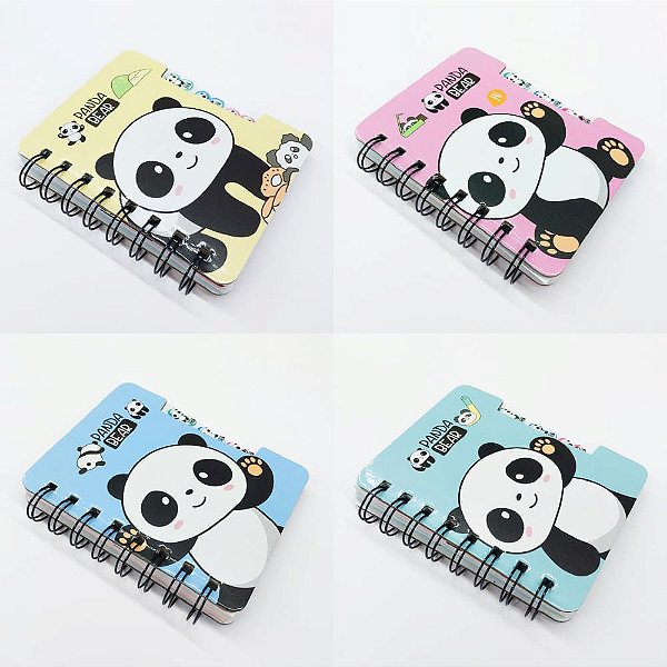 Caderno Espiral Pautado Pequeno Com Divisórias Panda Bear