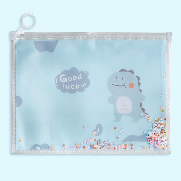 Pasta Zip Bag Multiuso A5 Dinossauro Azul