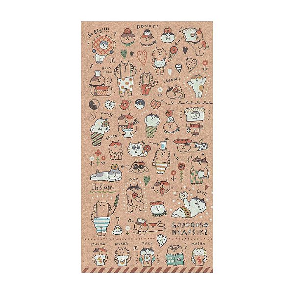 Adesivo Decorativo de Papel Gorogoro Nyansuke Pães