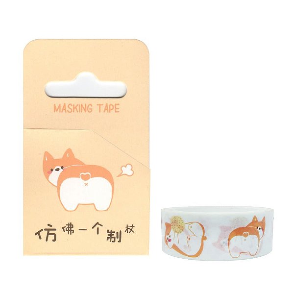 Fita Decorativa Washi Tape Shiba Inu Amarelo