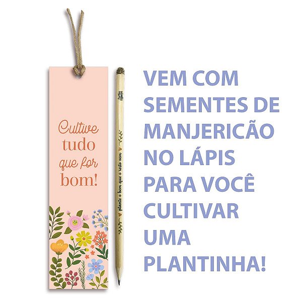 Marca Páginas E Lápis Com Semente de Manjericão Cultive Tudo - Cartões Gigantes