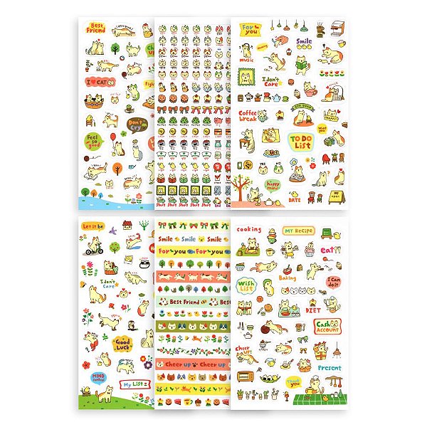 Adesivo Decorativo 6 Cartelas Gatinho