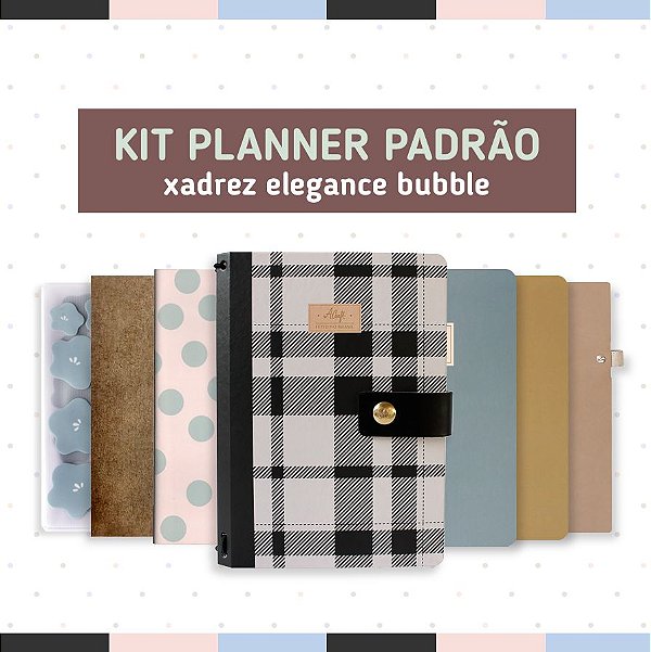 Kit Planner Padrão Capa Dura Xadrez Elegance Bubble