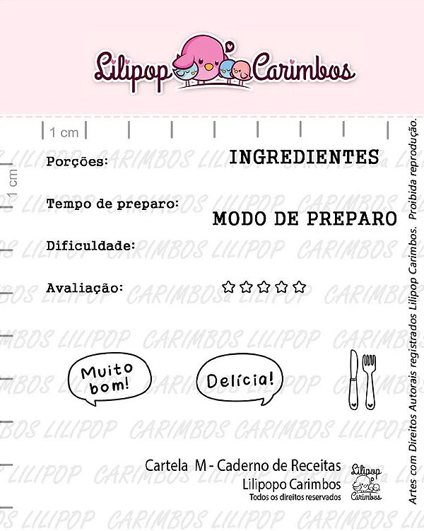 Kit de Carimbos M Caderno de Receitas - Lilipop