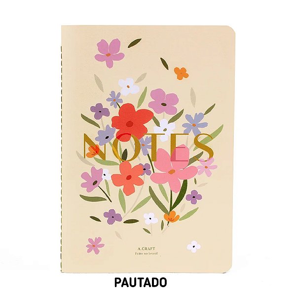 Caderno Pautado Floral Notes Para Planner A.Craft Tamanho Padrão