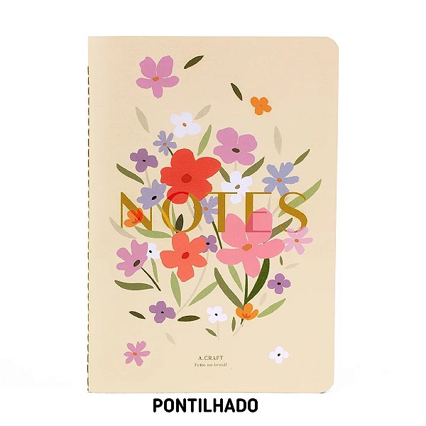 Caderno Pontilhado Floral Notes Para Planner A.Craft Tamanho Padrão