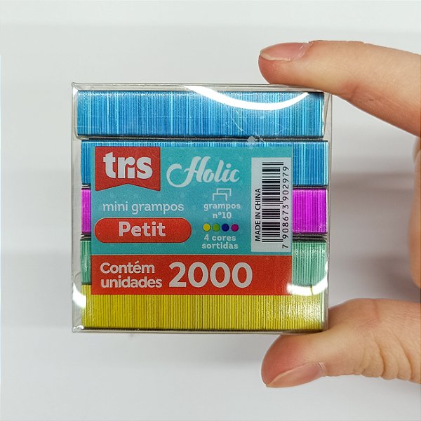 2000 Grampos Coloridos Para Grampeador no.10 com 4 Cores Sortidas Tris