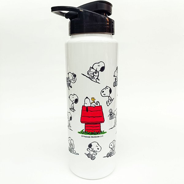 Garrafa Plástica Squeeze 750ML Snoopy Preto e Branco