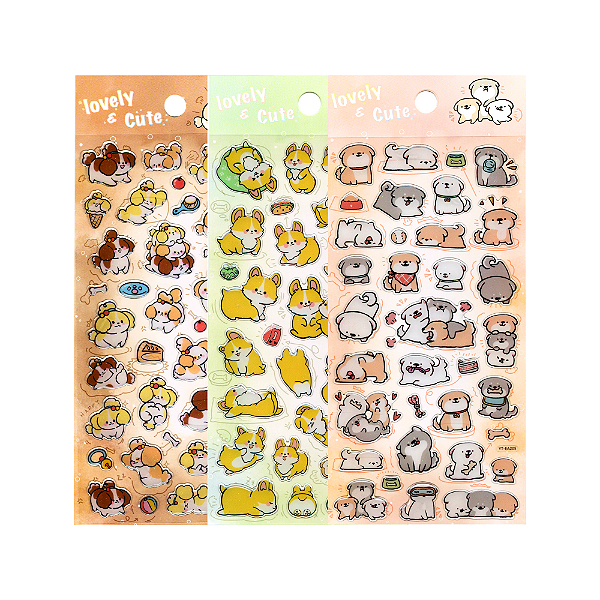 Adesivo Decorativo Brilhante  Alto-relevo Cachorrinhos
