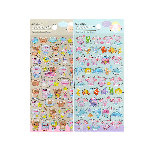 Adesivo Decorativo Alto-relevo Holográfico Cute Little Animals
