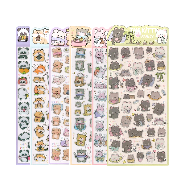 Adesivo Decorativo Brilhante Alto-relevo PVC Family Animals
