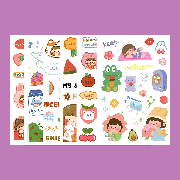 Kit 6 Cartelas de Adesivo Decorativo Plástico Menininha