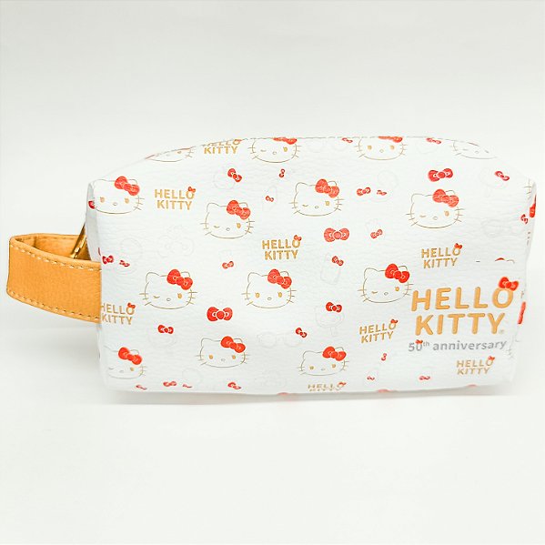 Necessaire de Couro com Alça Hello Kitty Carinhas 50 Anos