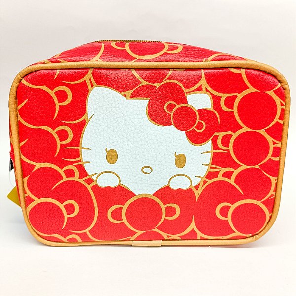 Necessaire Retangular de Couro Hello Kitty 50 Anos