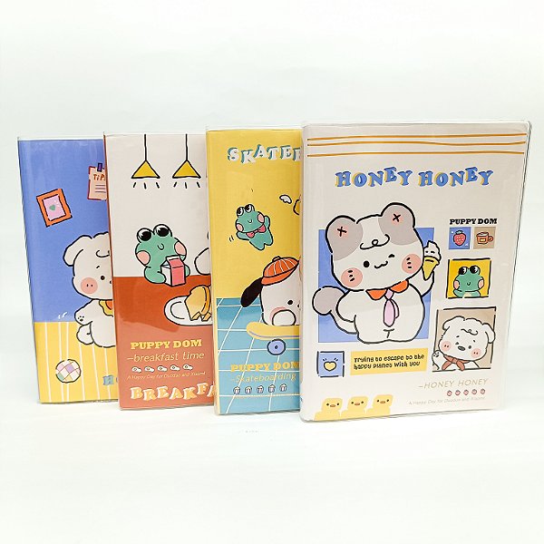 Caderno Brochura B6 Com Folhas Ilustradas Puppy Dom