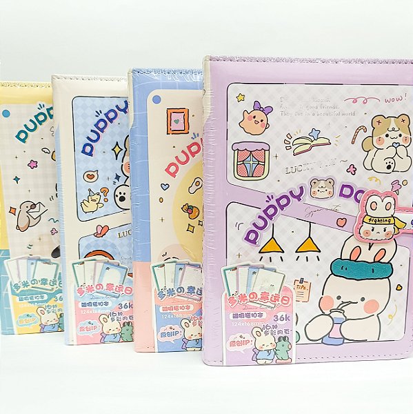 Caderno Brochura Com Folhas Ilustradas e Fecho Magnético B6 Puppy Domi