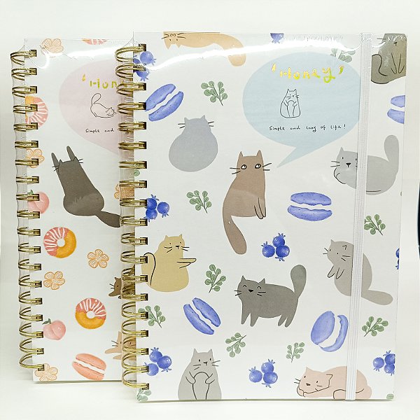 Caderno Espiral Pautado B5 Gatos