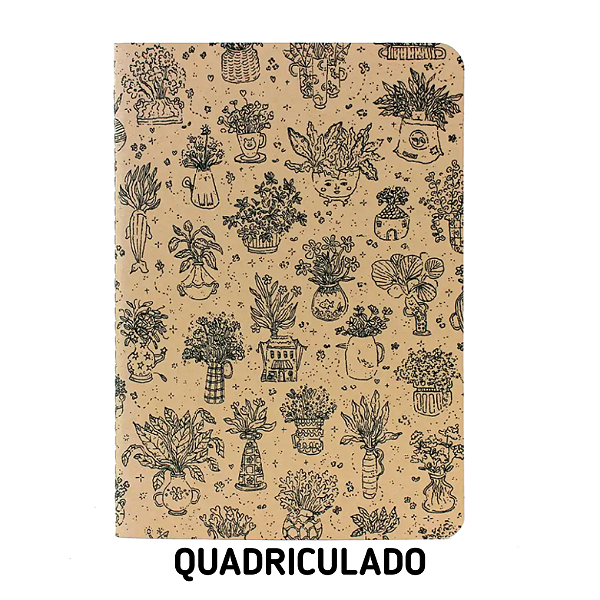 Caderno Quadriculado Plantinhas Queridas Para Planner A.Craft Tamanho Padrão