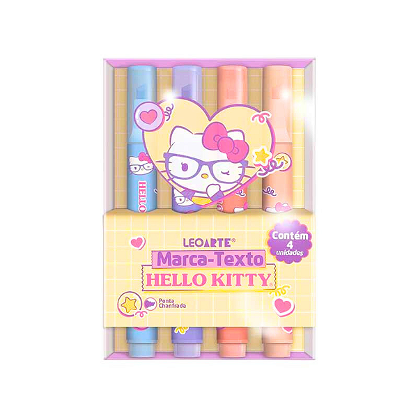 Kit Marca-Texto Hello Kitty 4 Unidades