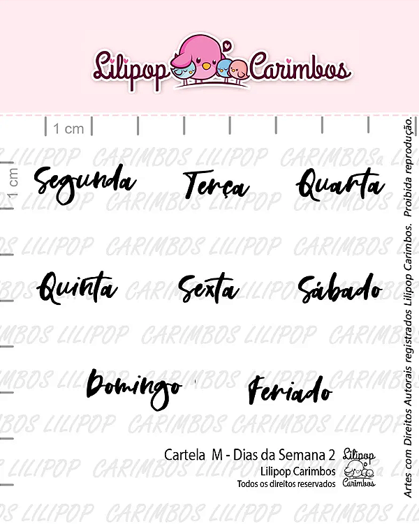 Kit de Carimbos M Dias da Semana 2 - Lilipop