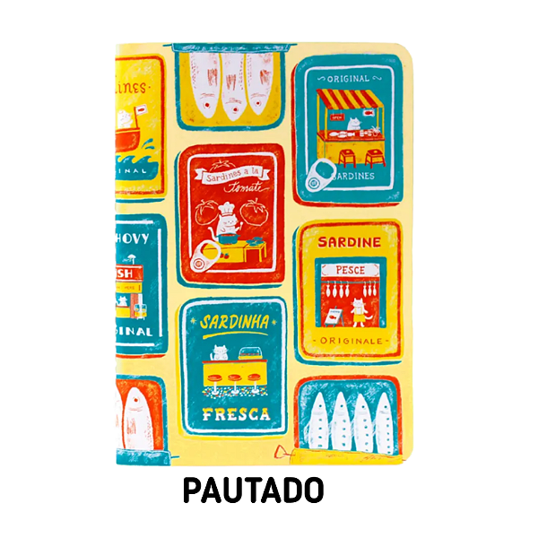 Caderno Pautado Sardines - Camila Miki - Para Planner A.Craft Tamanho Padrão