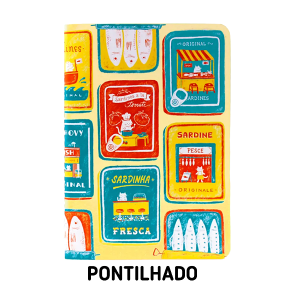 Caderno Pontilhado Sardines - Camila Miki - Para Planner A.Craft Tamanho Padrão