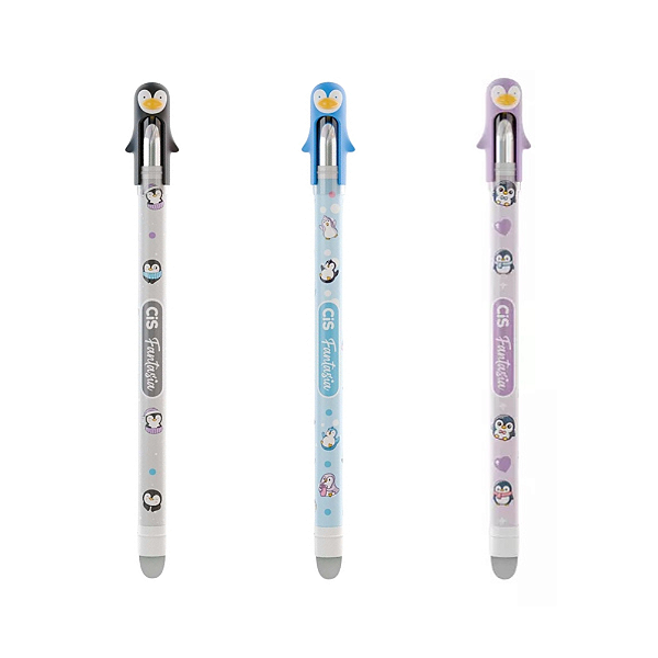 Caneta Gel 0.5 Apagável Fantasia Pinguim
