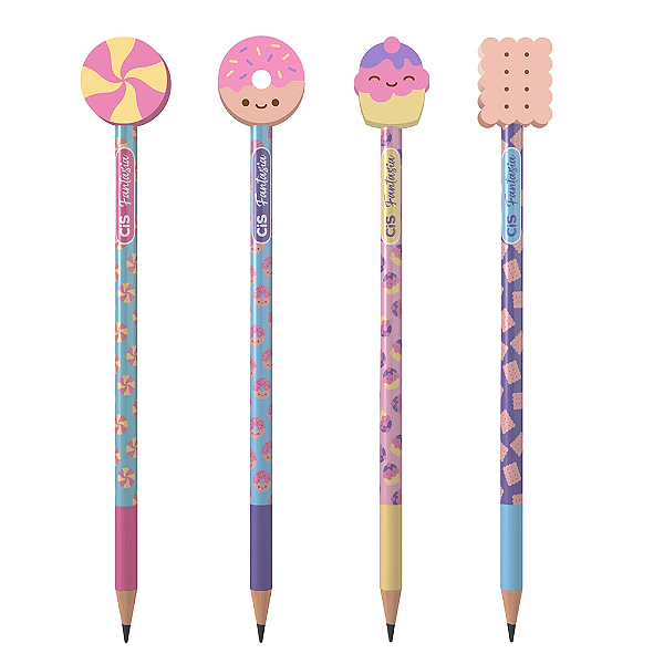 Lápis HB com Borracha Fantasia Candy