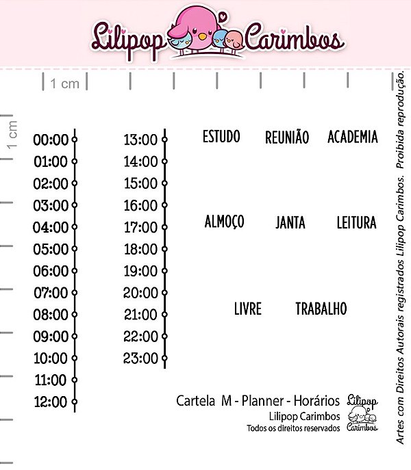 Kit de Carimbos M Planner Horários - Lilipop