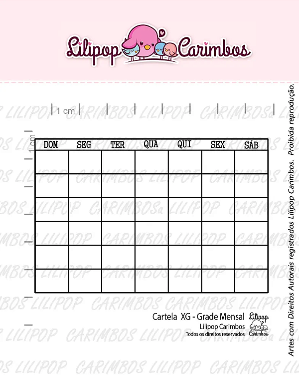 Kit de Carimbos XG Grade Mensal - Lilipop
