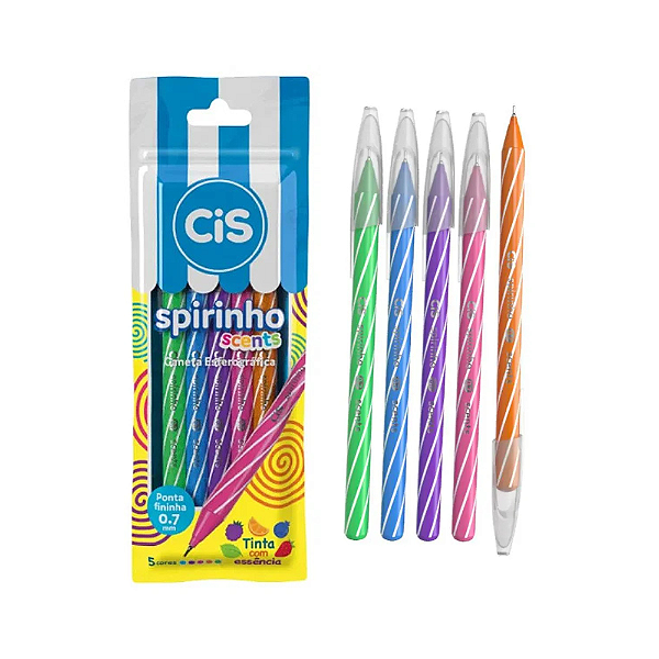Kit 5 Canetas com Cheirinho 0.7 Spirinho Scents CiS