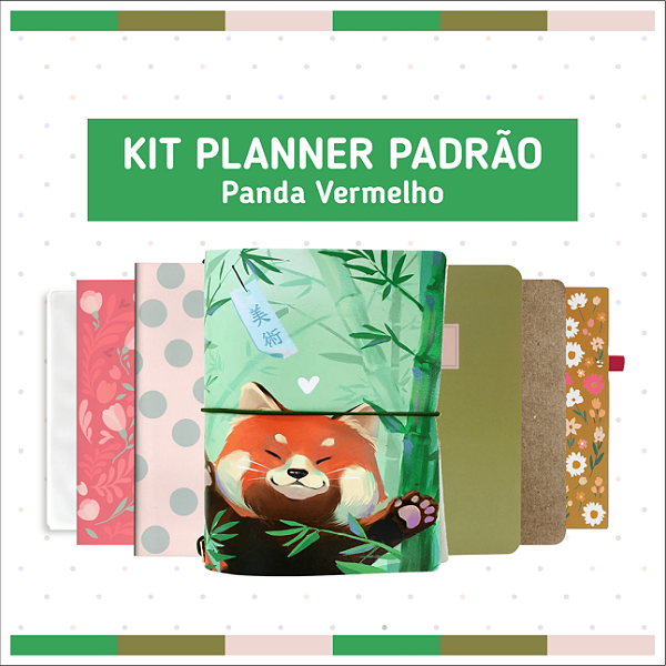 Kit Planner Padrão Panda Vermelho