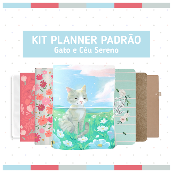 Kit Planner Padrão Gato e Céu Sereno