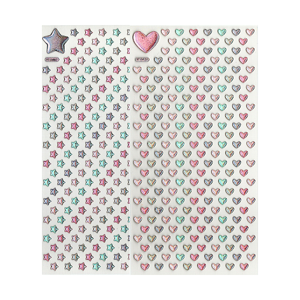 Adesivo Decorativo Alto-Relevo Glitter Estrela e Coração