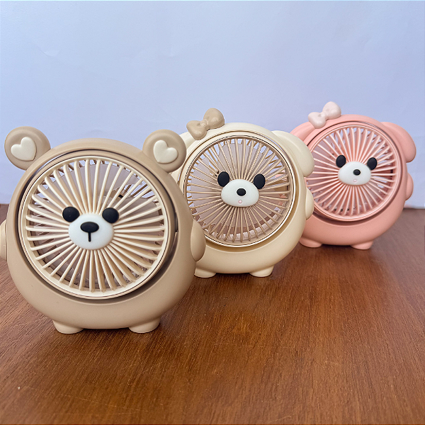 Mini Ventilador Fofinho com Tema de Ursinho