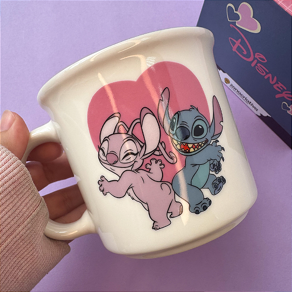 Caneca de Cerâmica 350ml Stitch e Angel