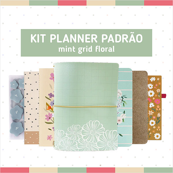 Kit Planner Padrão Mint Grid Floral