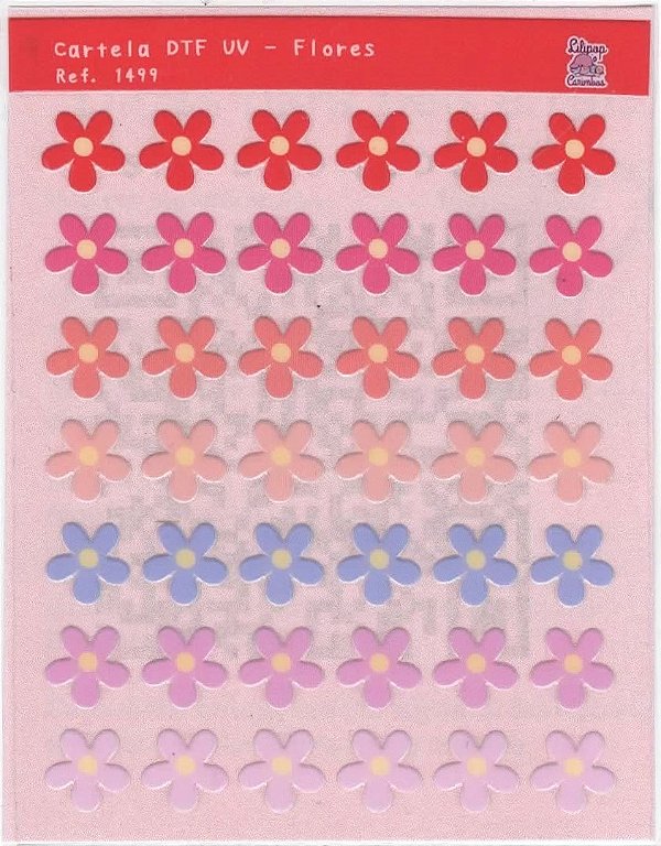 Cartela de Adesivo DTF UV Flores - Lilipop