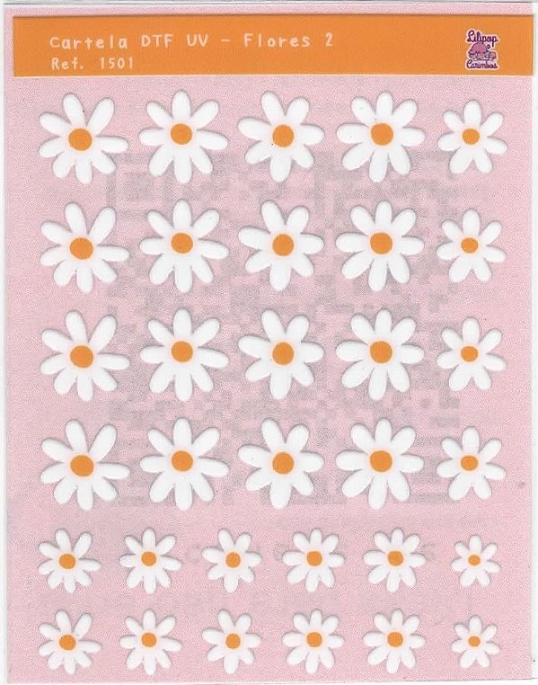 Cartela de Adesivo DTF UV Flores 2 - Lilipop